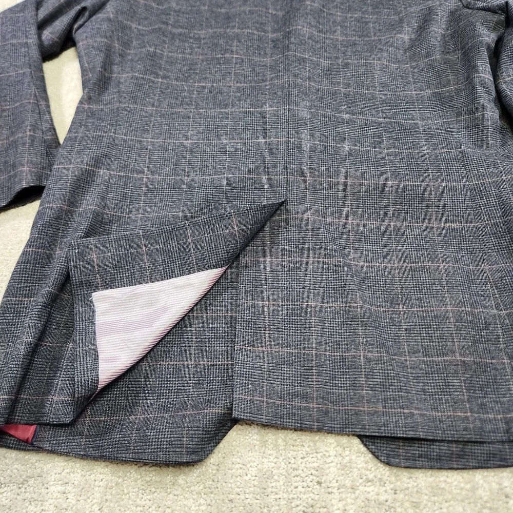 Banana Republic Blazer Men 40R Tailored Slim Fit Gray Brown Plaid Cotton Modern